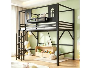 Lit mezzanine 90x200 cm <strong></strong> <strong>evarich</strong> coloris noir