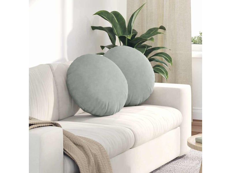  Lot de 2 coussins de siège, coussins décoratifs velours gris clair ø50 x 19 cm cf59894  - Conforama B