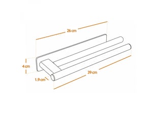 Porte serviette adhésif mural salle de bain ou cuisine 2 barres, sans perçage - acier inoxydable - noir