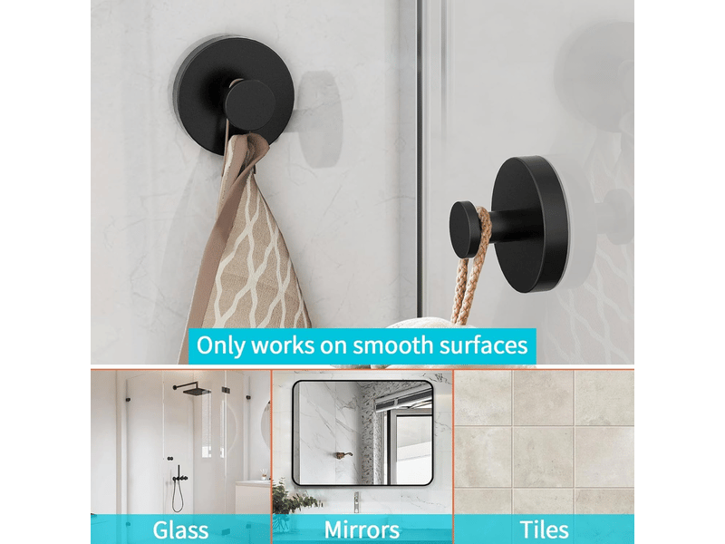  Crochet à ventouse pour miroir en verre acier inoxydable imperméable à l'eau support pour serviettes de douche et peignoirs poignée de  - Conforama C