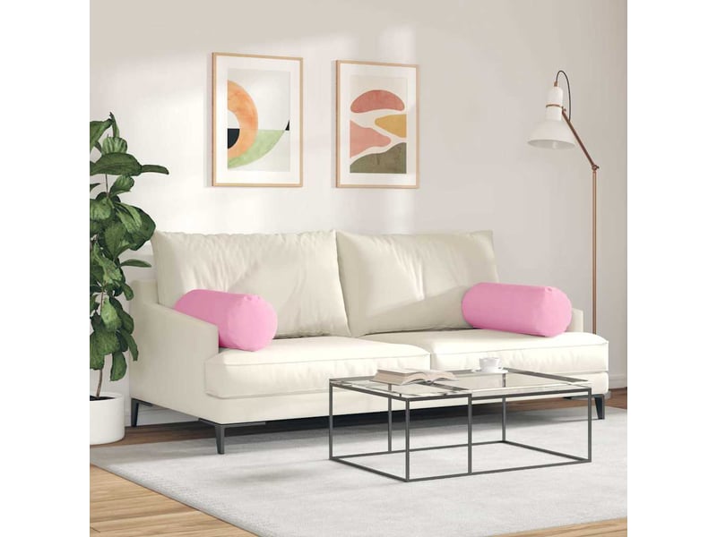  Lot de 2 coussins d'accent, coussins décoratifs, coussins lombaires tissu rose ø 25 x 70 cm cf56705  - Conforama D
