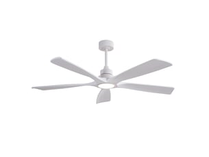 Ventilateur de plafond 106 cm blanc, métal et bois, led 3cct, moteur dc réversible, télécommande