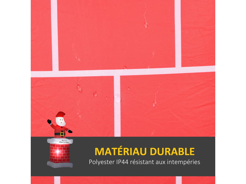  Père noël gonflable avec cheminée lumineux led hauteur polyester imperméable rouge blanc noir 210 cm  - Conforama E