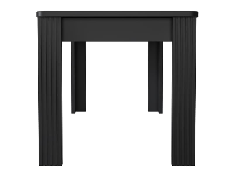  Table de salle à manger rectangulaire à quatre pieds stables en panneaux de particules noire  - Conforama D