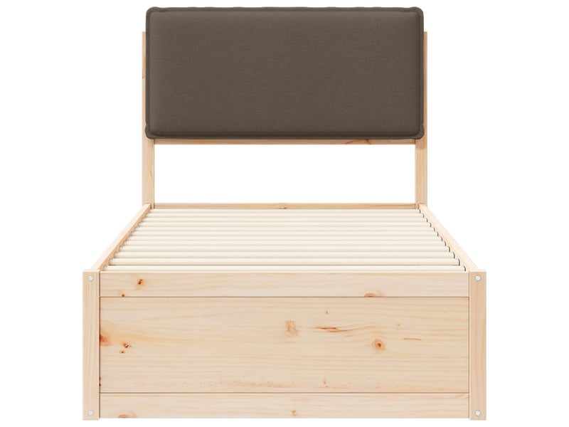  Lit simple- lit adulte -  cadre de lit avec tête de lit rembourrée taupe 90 x 190 cm  - Conforama D