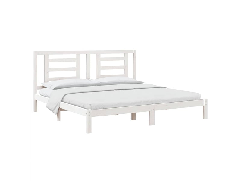 Lit double- lit adulte - cadre de lit sans matelas blanc 200x200 cm bois massif de pin - Conforama B