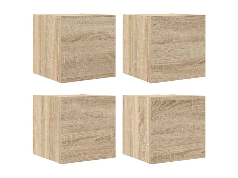  Lot de 4 meuble tv mural, meuble tv suspendu chêne sonoma 30,5x30x30 cm  - Conforama A