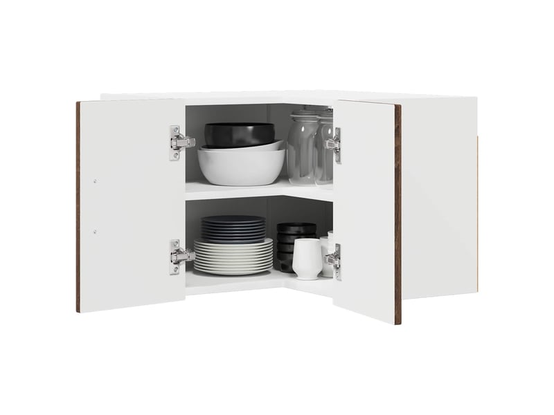  Meuble mural de cuisine, armoire d'angle cuisine lucca chêne brun 57x57x40cm  - Conforama A