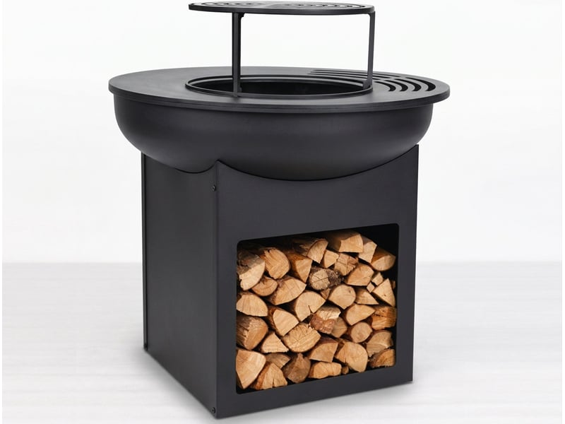  Barbecue rond avec plaque d'acier ronde et grill en acier coloris noir EFP58RB - Conforama D