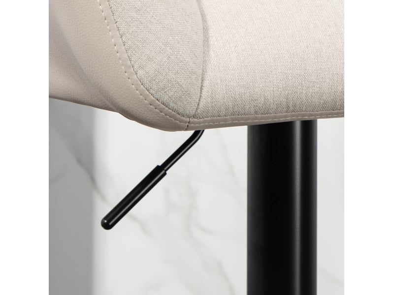  Lot de 2 tabourets de bar rétro réglables en hauteur – simili cuir effet lin – crème et noir – pivotants  - Conforama D