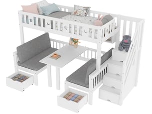 Lit mezzanine 90x200 cm <strong>MODENUIT </strong>  <strong></strong> coloris blanc