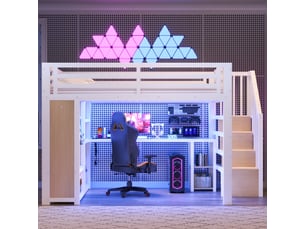 Lit mezzanine 140x200 cm <strong>STILVORA</strong>  <strong></strong> coloris blanc