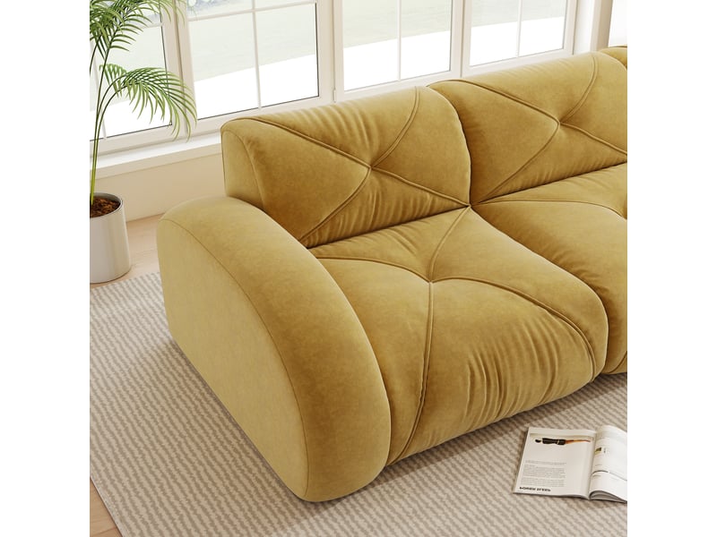  Canapé droit en tissu jaune, 3 places, 281 cm, sans structure rigide W3325S00345 - Conforama R