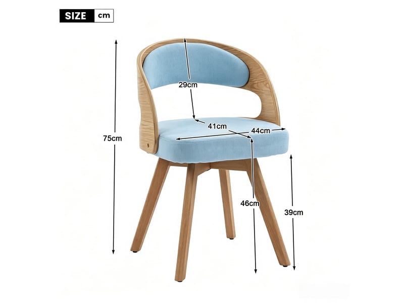  Ensemble table extensible 120-160 cm chêne clairnoyer + 6 chaises bois à assises pivotantes, coussin coton-lin bleu, pieds v rainurés  - Conforama R