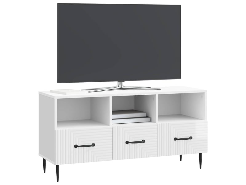  Meuble tv - banc tv - meuble de rangement blanc brillant 102 x 34,5 x 50 cm bois d'ingénierie  - Conforama C