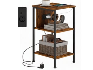 Table d'appoint avec station de charge et 2 étagères homvra