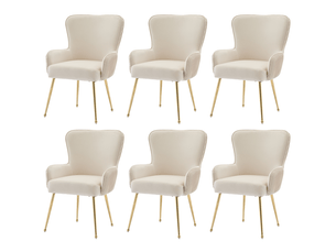 Lot de 6 chaises de salle à manger,avec accoudoirs,velours,beige et doré
