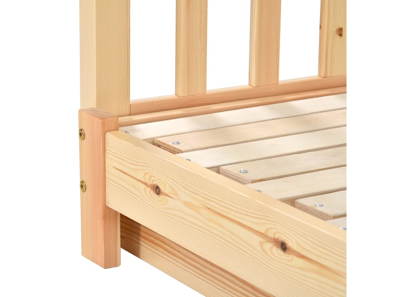  Lit cabane extensible 90-180x200 cm avec gigogne, pin, naturel, sans matelas  - Conforama E