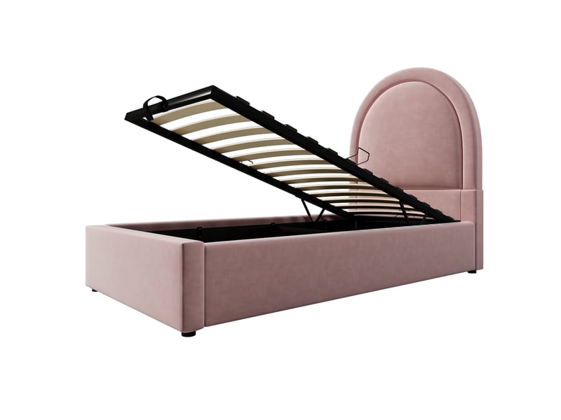 Lit enfant 90x190 cm en velours rose, design confortable et élégant pour chambre d’enfant - Conforama C