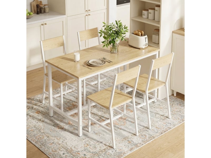  Chaise lorval lot de 2 chaises de cuisine dossier incliné naturel blanc  - Conforama D