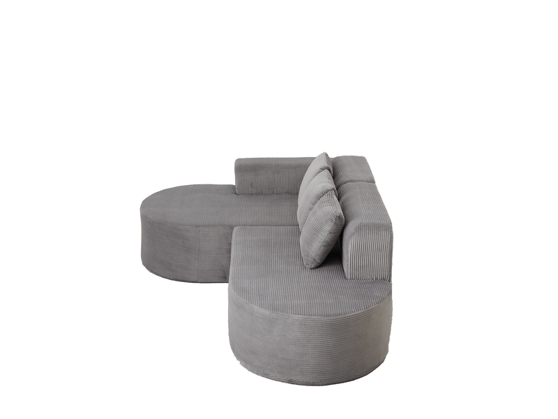  Canapé d'angle, canapé modulable, forme incurvée, design moderne, 220 cm, pour salon et séjour, en velours tricoté  - Conforama W