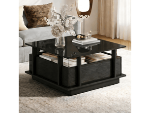 Table basse carré(e) coloris noir LPOSPI - 70 cmx70 cm