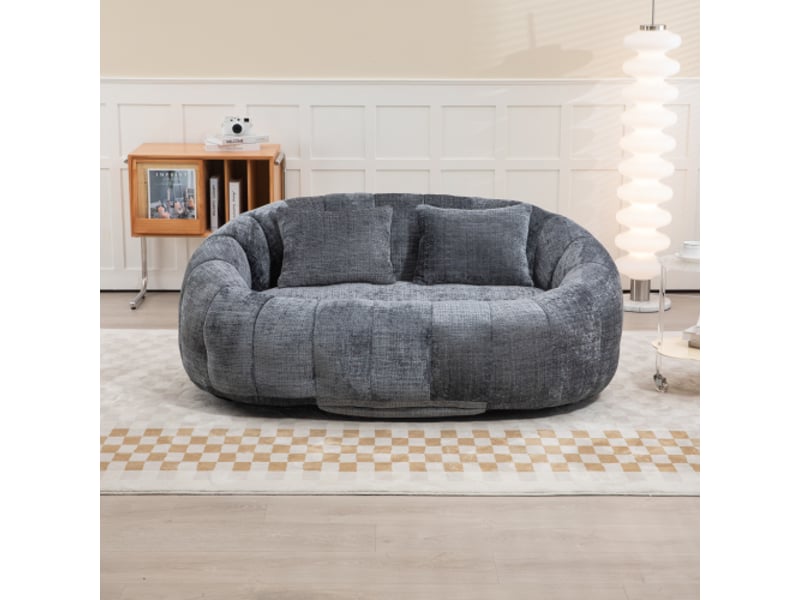  Canapé 2 places 150x95x63 cm avec accoudoirs en chenille gris  - Conforama D
