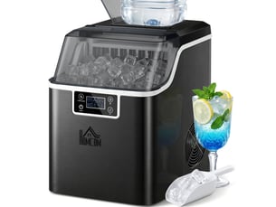Machine à glaçons, 20 kg en 24h, 24 glaçons en 14-18 min, ice maker avec fonction autonettoyante, 25,2x36x37,1cm, noir