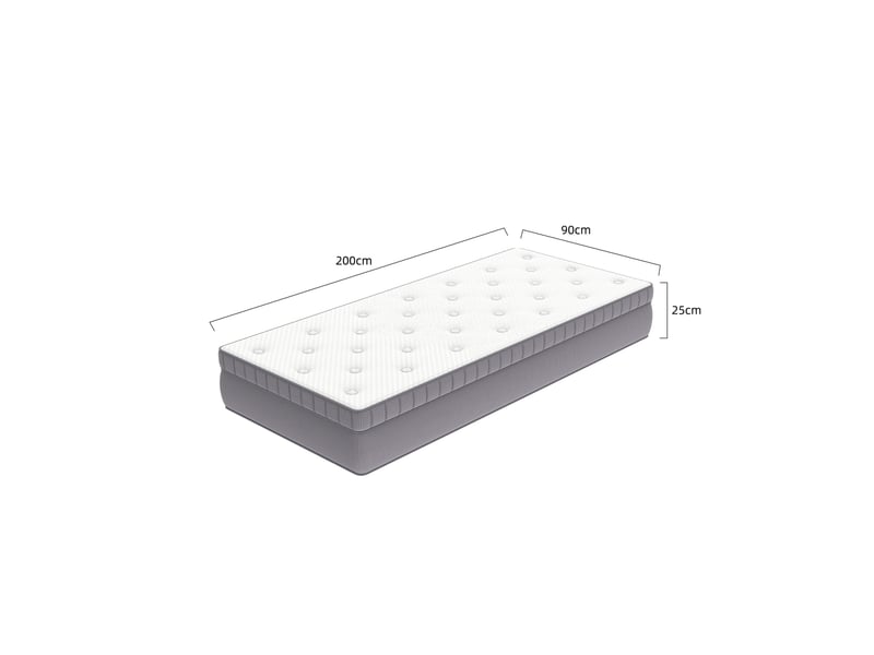  Matelas 90x200 cm h3 à ressorts ensachés 7 zones, mousse confort 25 cm, certifié oeko-tex® pour un sommeil serein  - Conforama C