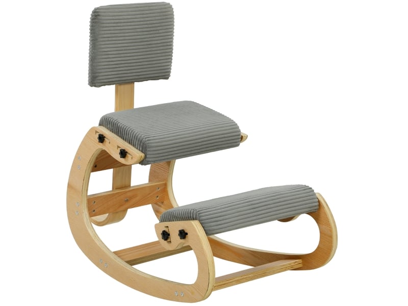  Chaise de bureau ergonomique à genoux avec dossier et bascule douce pour bureau et méditation en polyester gris foncé  - Conforama A