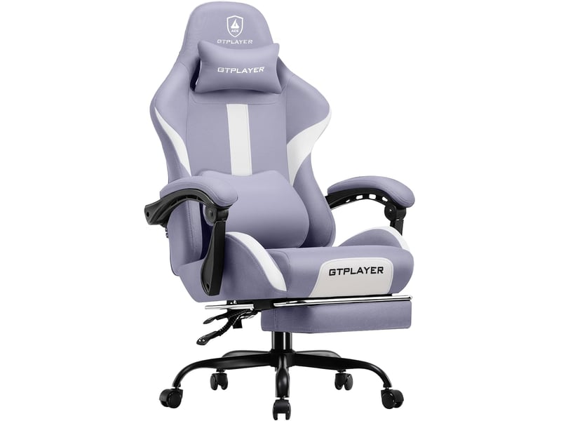  Gtplayer chaise de jeu ergonomique, réglable et pivotante en tissu respirant - violet GT905-PP - Conforama A