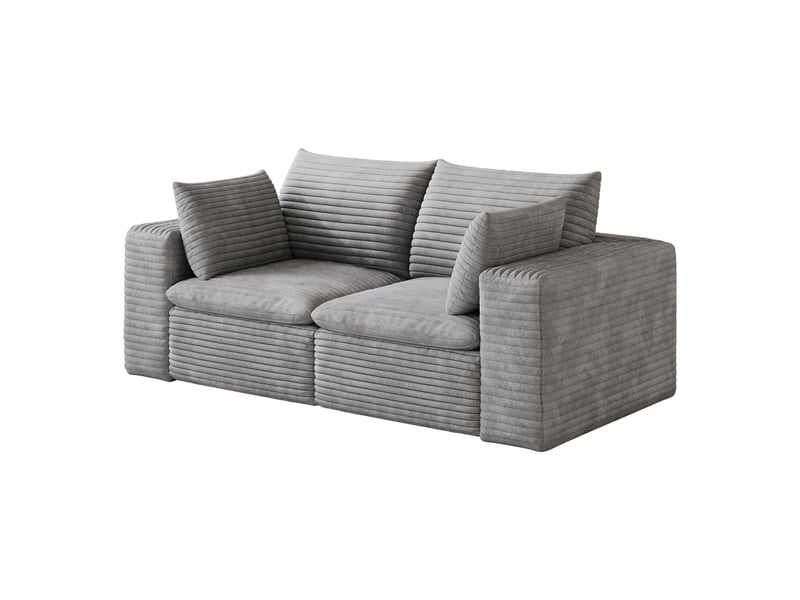  Canapé nuage velours côtelé gris foncé 180 cm, 2 places déhoussable sans montage pour salon  - Conforama A