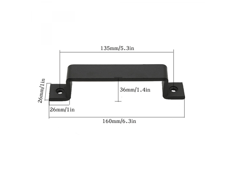  Jeu de 2 poignées de porte en acier noir massif, noires, pour porte de grange, vis incluses (160 mm)  - Conforama B