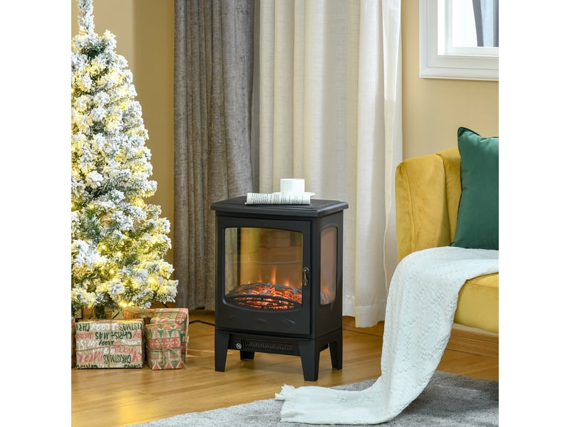  Cheminée électrique poêle, style néo-rétro noir, chauffage 9001800 w pour 20 à 25 m²  - Conforama C