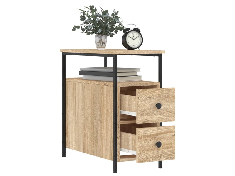  Lot de 2 tables de chevet - cabinet de chevet - table de nuit chêne sonoma 30x60x60 cm bois ingénierie  - Conforama C