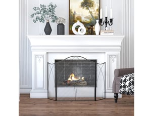 Pare-feu de cheminée pliable 3 panneaux 126 x 76 cm noir en métal, protection contre étincelles et cendres