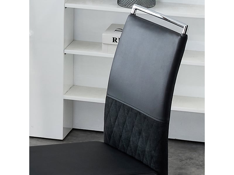  Lot de 6 chaises cantilevers de salle à manger en pu cuir avec conception de dossier de bande transversale,noir chaise noir - Conforama E