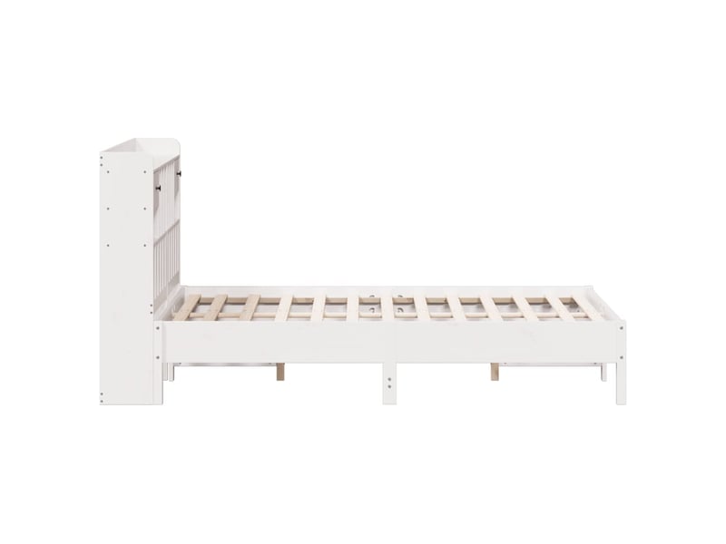  Lit double- lit adulte -  lit bibliothèque sans matelas blanc 140x200 cm bois pin massif  - Conforama D