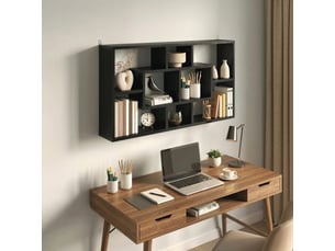 Étagère murale bibliothèque 8 cubes, meuble de rangement, design moderne, 85 x 14,5 x 47,5 cm, noir