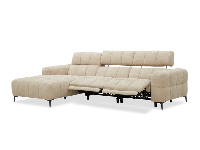  Canapé d'angle relax électrique en velours texturé taupe edelmira - angle gauche KM7965-M3-TAU - Conforama C