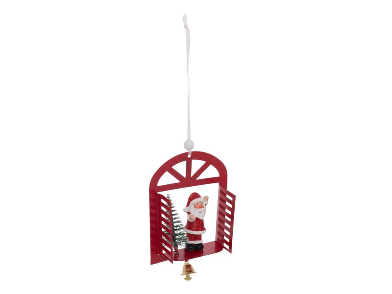  Suspension de sapin fenêtre avec père noël, bonhomme de neige et sapin en métal 14 cm  - Conforama A