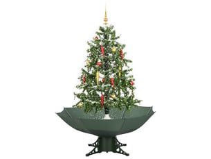 Sapin de noël - arbre de noël neigeux avec base de parapluie vert 140 cm