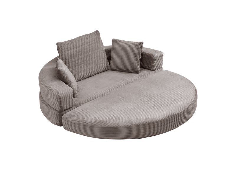 Canapé‑lit ovale modulable sans structure 173 x 176 cm, autoportant, revêtement velours côtelé, livré avec coussins, canapé‑lit pliable multifonction Fay Lum - Conforama A