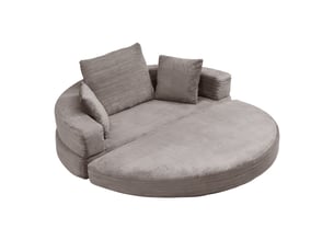 Canapé‑lit ovale modulable sans structure 173 x 176 cm, autoportant, revêtement velours côtelé, livré avec coussins, canapé‑lit pliable multifonction