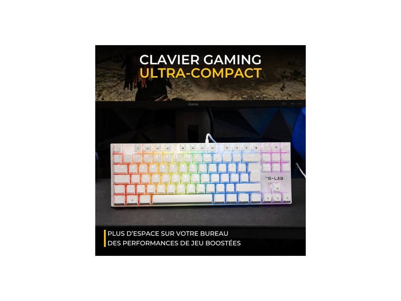  Clavier gaming mecanique tkl rouge cherry linear rgb dynamique 20 modes blanc anti-ghosting 26 touches GLA3760162055528 - Conforama C