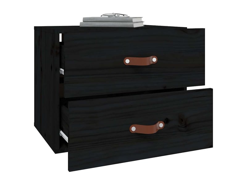  Table de chevet chanmbre, table d'appoint murale noir 50x36x40 cm  - Conforama E