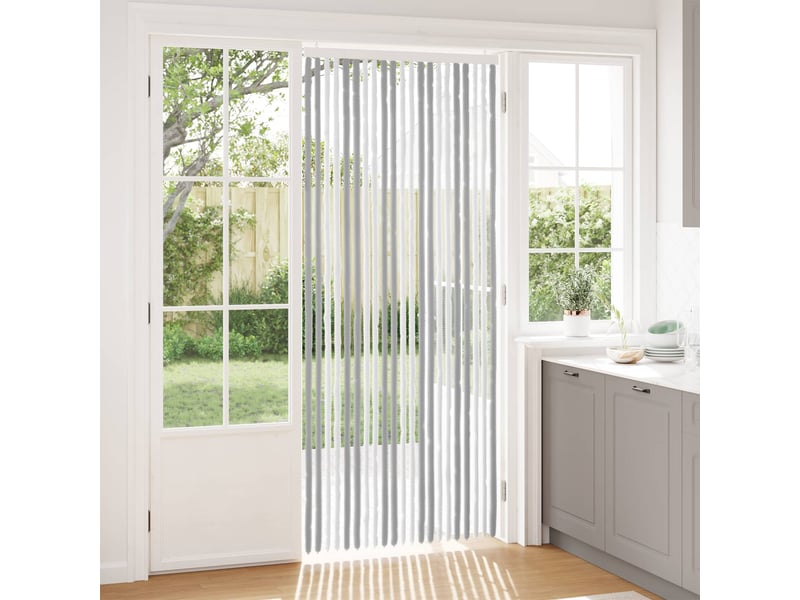  Rideau anti-insectes, moustiquaire en chenille gris et blanc 90 x 220 cm cf43457  - Conforama B
