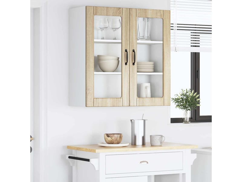 Meuble mural de cuisine, cabinet en verre mural chêne sonoma 80x31x80cm shl4937 - Conforama D