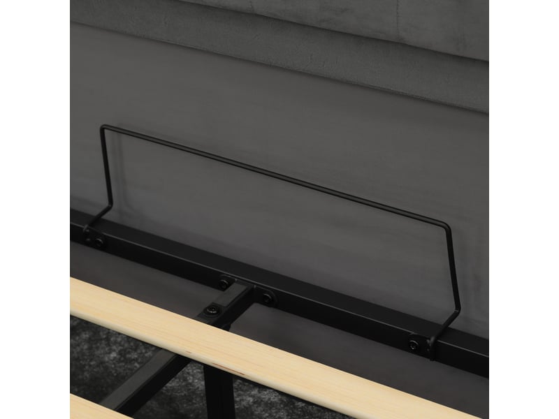  Lit led 160x200 avec matelas, lit coffre velours gris avec rangement hydraulique, ports usbtype-c et design contemporain  - Conforama R