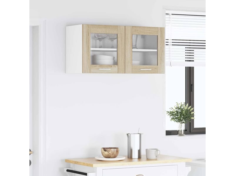  Meuble de rangement cuisine, armoire suspendue chêne sonoma et blanc 80x31x40cm  - Conforama D